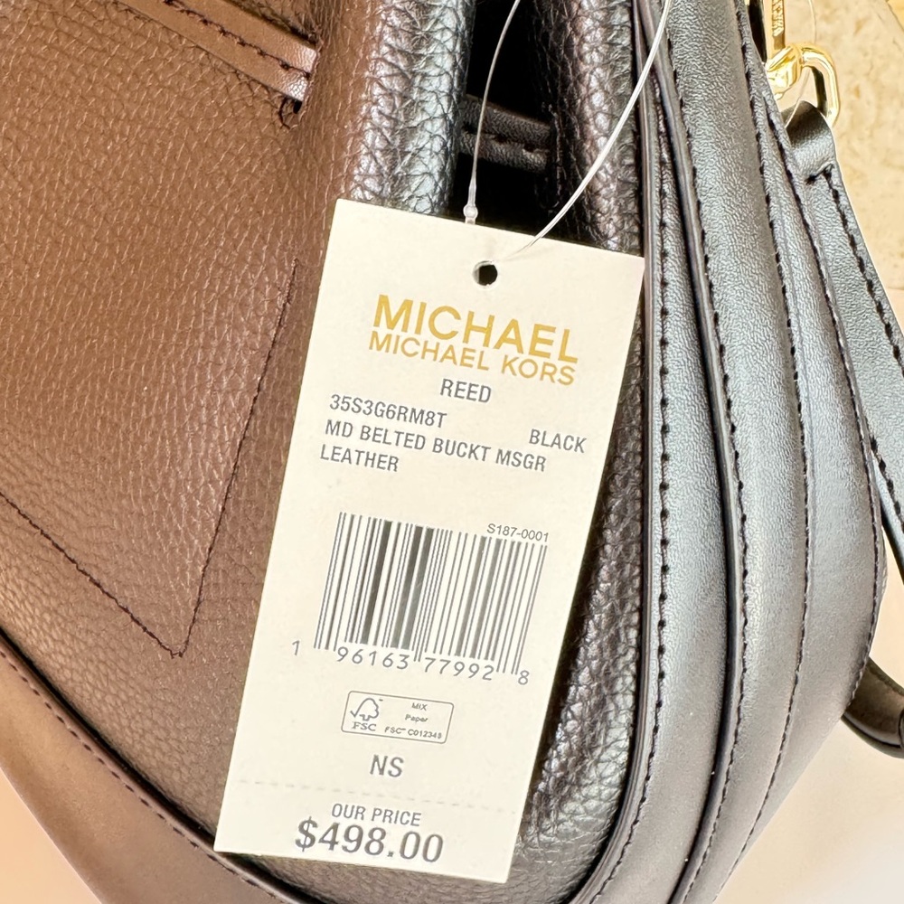 Micharl Kors Reed Medium Bucket Shoulder Crossbody Bag Black - Picture 10 of 14
